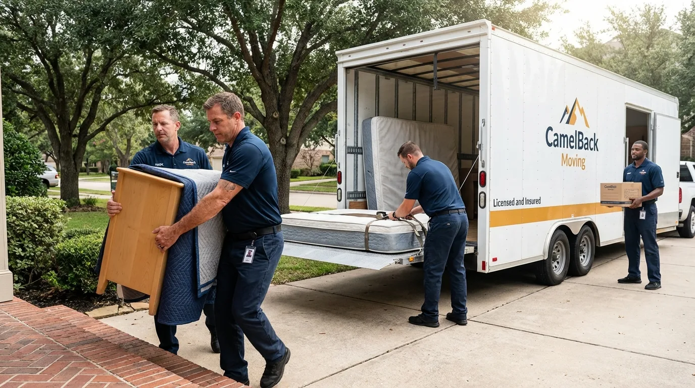 Crew loading residential truck for cross-state move from Califon, NJ